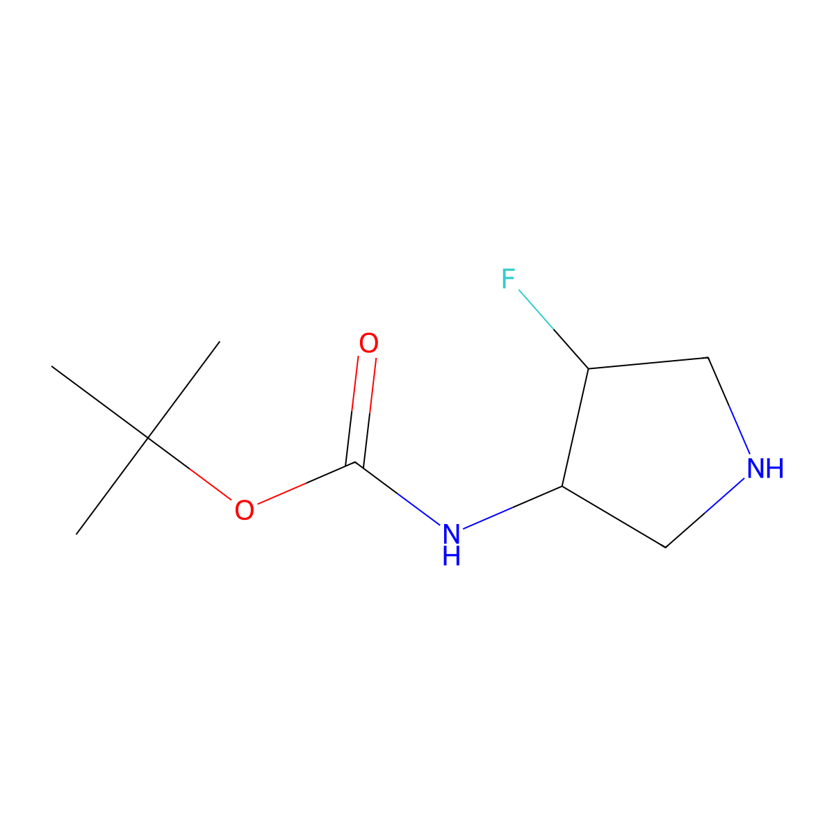 tert-butyl ((3S,4S)-4-fluoropyrrolidin-3-yl)carbamate molecular structure, CAS 186201-09-2