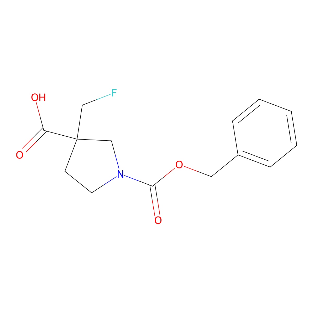 1-[(Benzyloxy)carbonyl]-3-(fluoromethyl)pyrrolidine-3-carboxylic acid molecular structure, CAS 186202-07-3