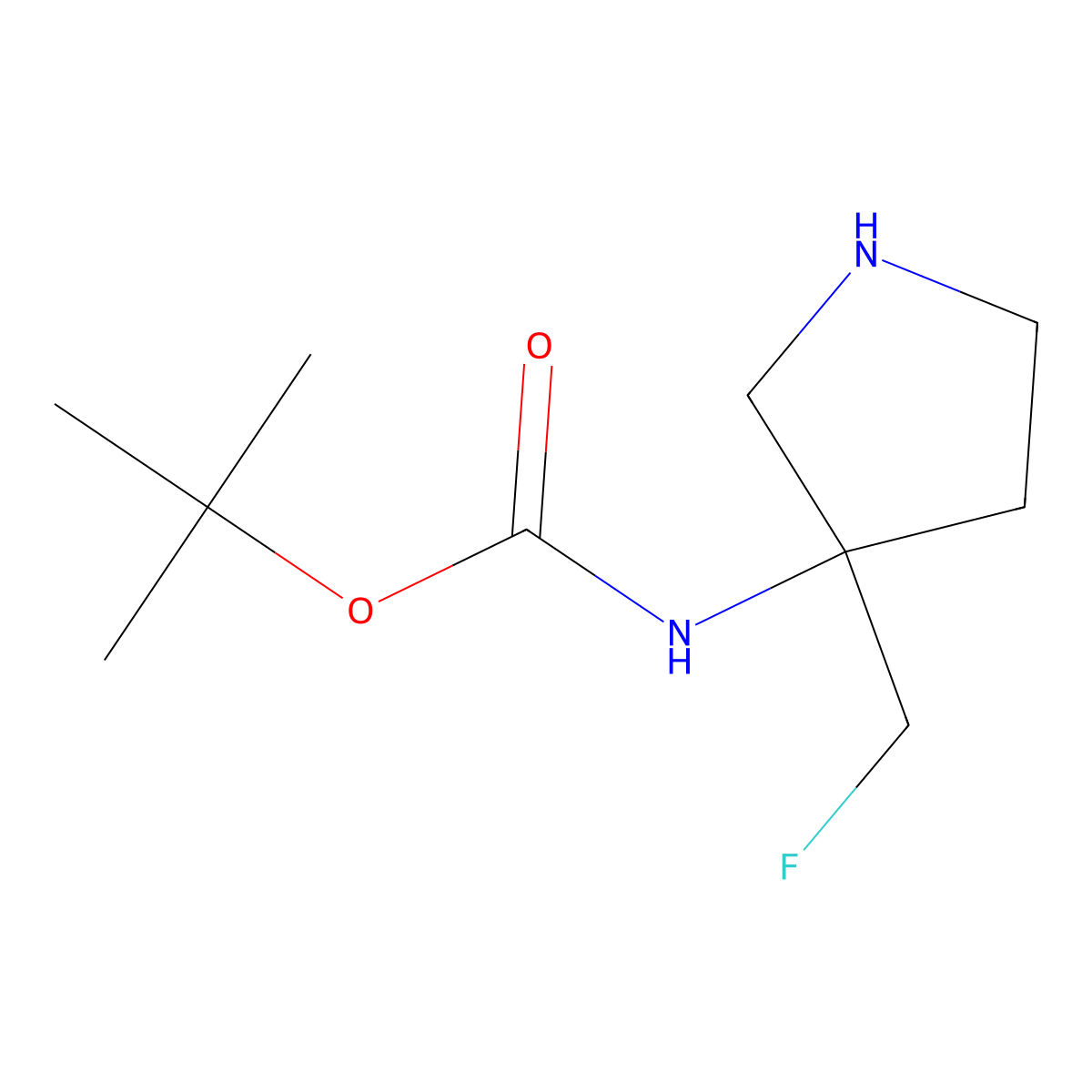 tert-Butyl (3-(fluoromethyl)pyrrolidin-3-yl)carbamate molecular structure, CAS 186202-12-0