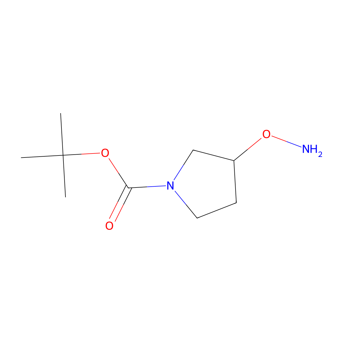 Tert-butyl 3-(aminooxy)pyrrolidine-1-carboxylate molecular structure, CAS 186202-36-8
