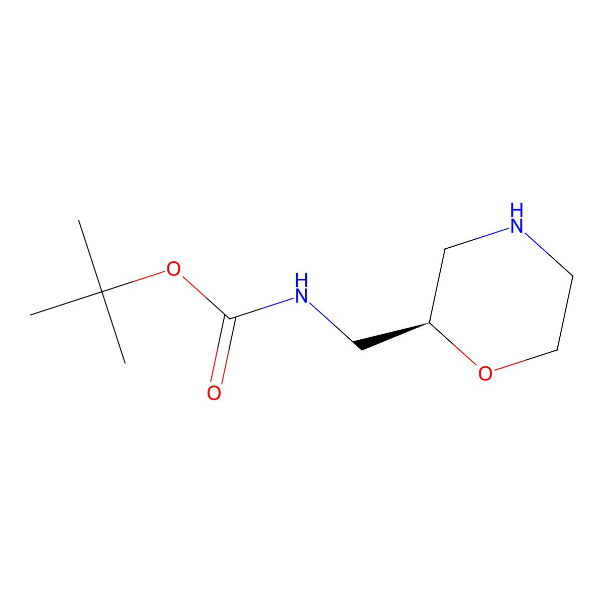 (R)-2-N-Boc-aminomethylmorpholine molecular structure, CAS 186202-57-3