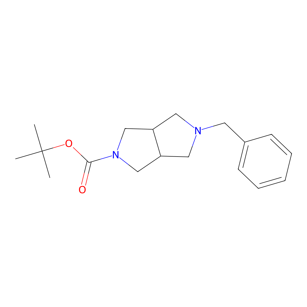 Tert-butyl 5-benzyl-octahydropyrrolo[3,4-c]pyrrole-2-carboxylate molecular structure, CAS 186202-73-3