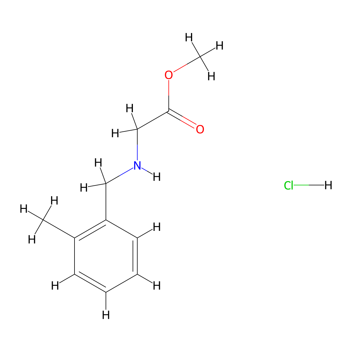 Methyl 2-{[(2-methylphenyl)methyl]amino}acetate hydrochloride molecular structure, CAS 186202-99-3