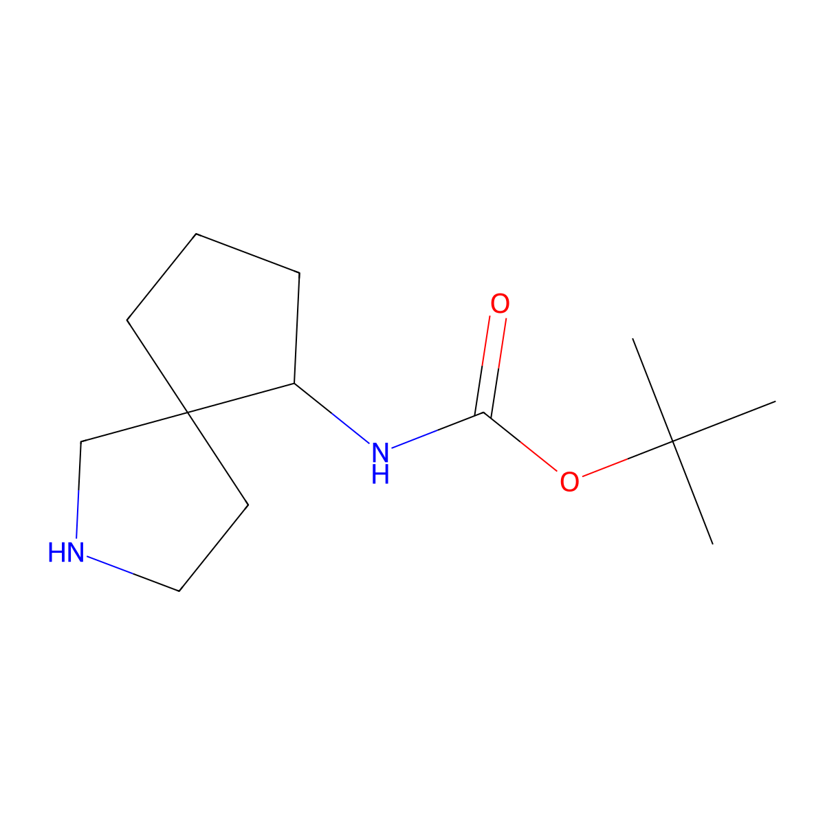 tert-butyl N-{2-azaspiro[4.4]nonan-6-yl}carbamate molecular structure, CAS 186203-05-4
