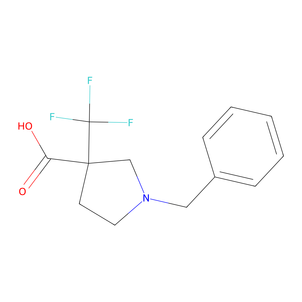 1-Benzyl-3-(trifluoromethyl)pyrrolidine-3-carboxylic acid molecular structure, CAS 186203-08-7