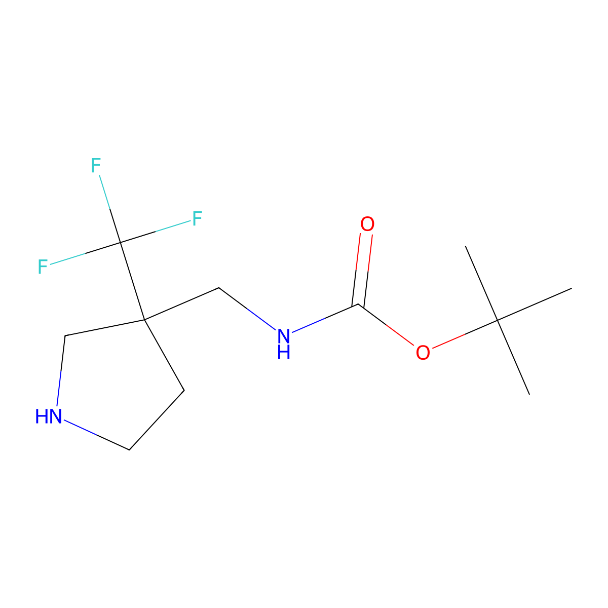 tert-butyl N-{[3-(trifluoromethyl)pyrrolidin-3-yl]methyl}carbamate molecular structure, CAS 186203-22-5