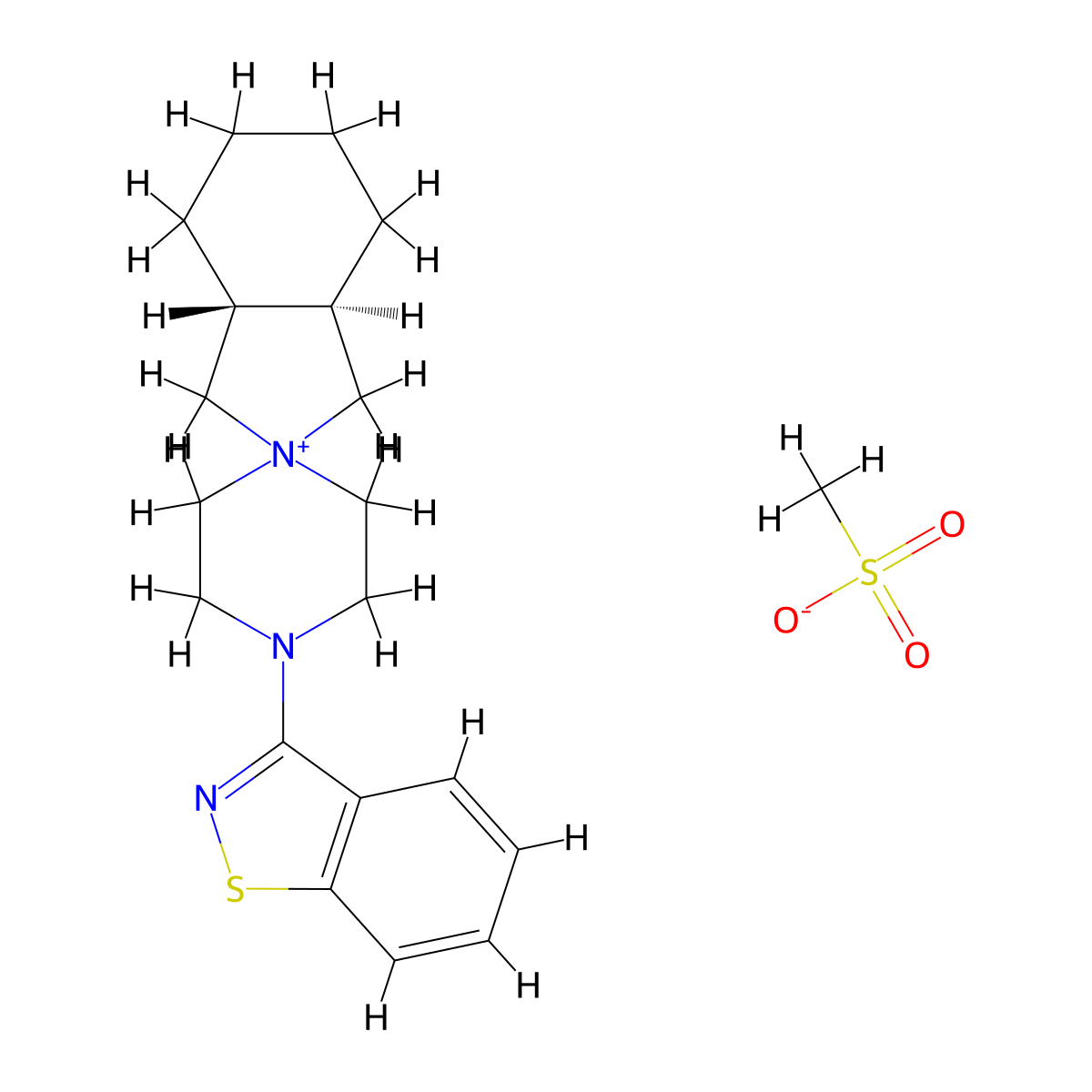 Spiro(2H-isoindole-2,1'-piperazinium), 4'-(1,2-benzisothiazol-3-yl)octahydro-, (3aR,7aR)-, methanesulfonate (1:1) molecular structure, CAS 186204-37-5