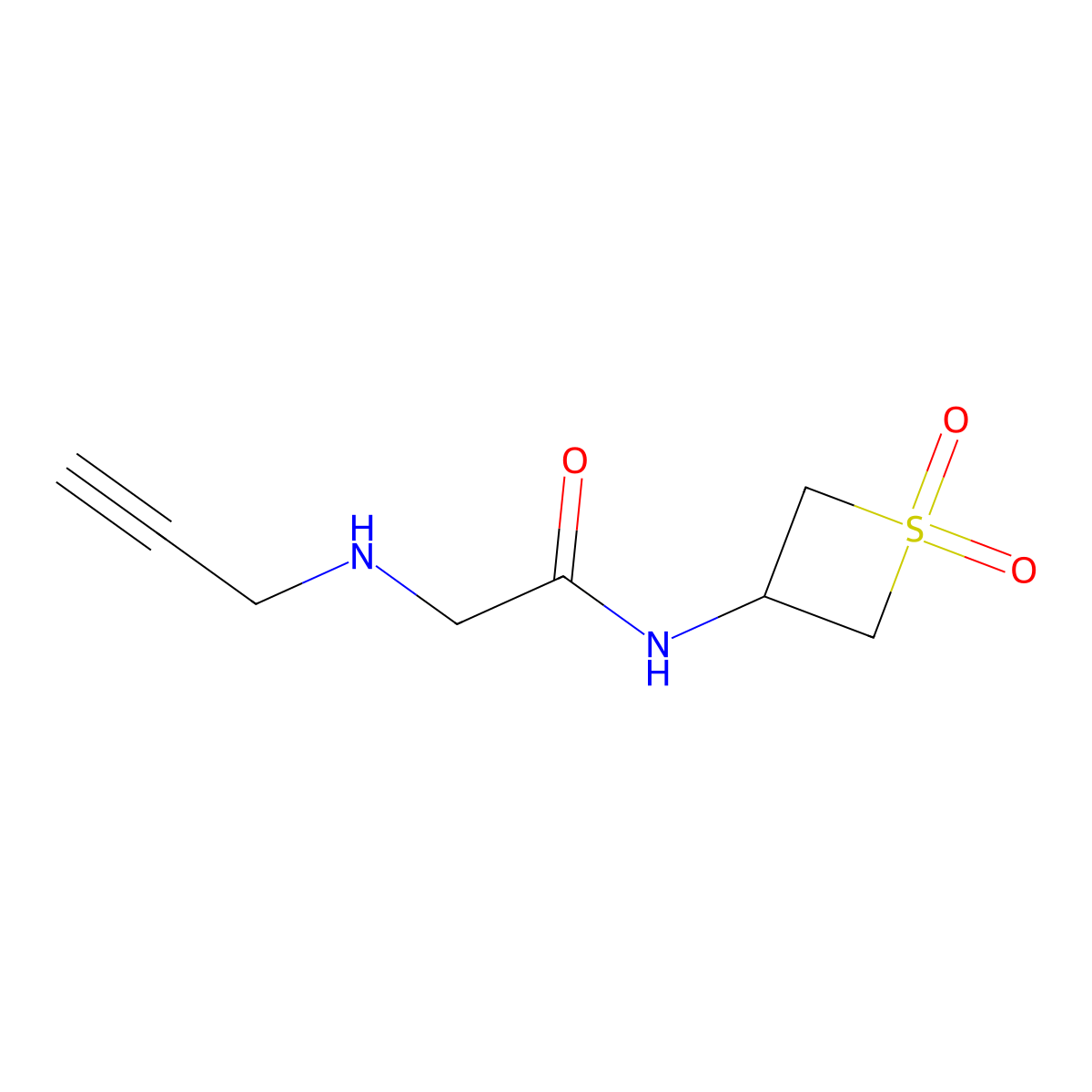 N-(1,1-Dioxidothietan-3-yl)-2-(prop-2-yn-1-ylamino)acetamide molecular structure, CAS 1862059-53-7