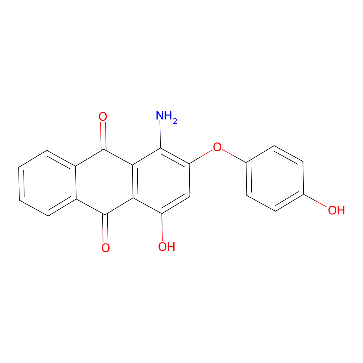 9,10-Anthracenedione, 1-amino-4-hydroxy-2-(4-hydroxyphenoxy)- molecular structure, CAS 18622-13-4