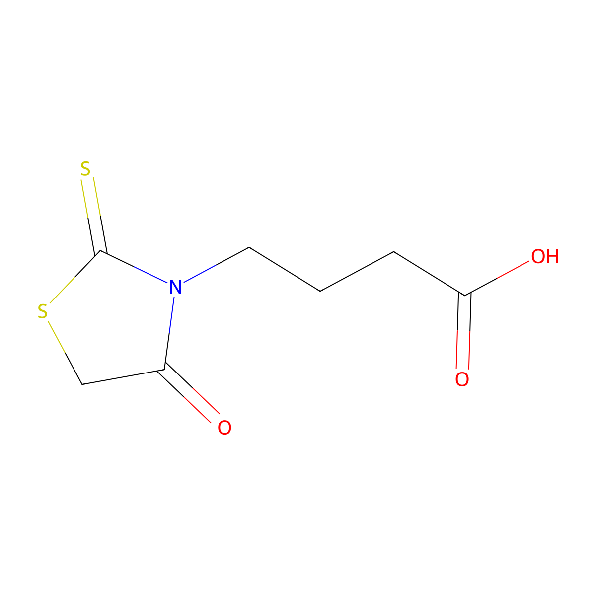 4-(4-Oxo-2-sulfanylidene-1,3-thiazolidin-3-yl)butanoic acid molecular structure, CAS 18623-60-4