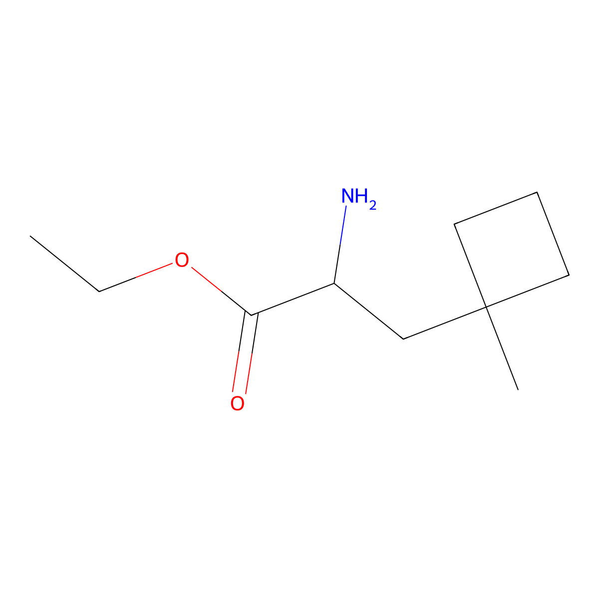 Ethyl 2-amino-3-(1-methylcyclobutyl)propanoate molecular structure, CAS 1862310-66-4