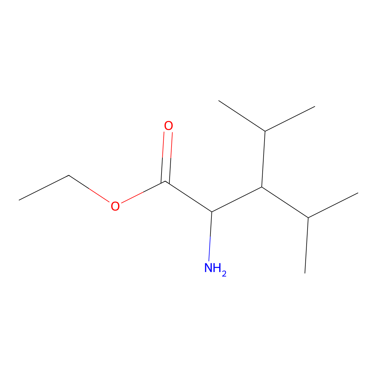 Ethyl 2-amino-4-methyl-3-(propan-2-yl)pentanoate molecular structure, CAS 1862351-16-3
