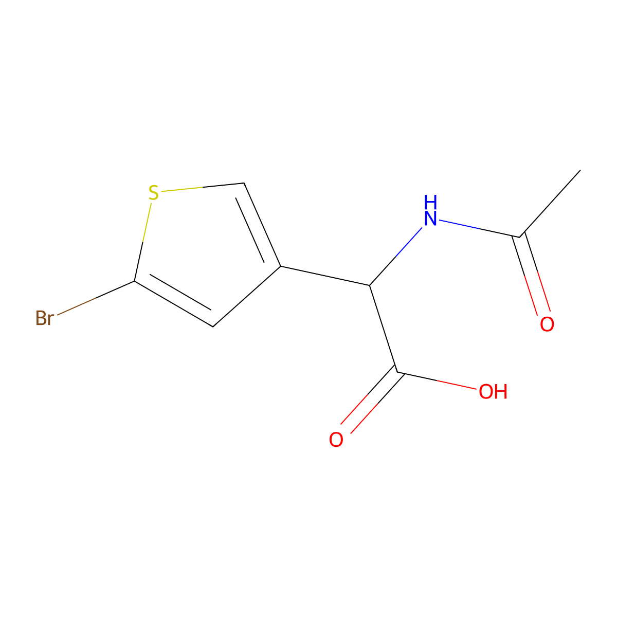 2-(5-Bromothiophen-3-yl)-2-acetamidoacetic acid molecular structure, CAS 1862353-72-7