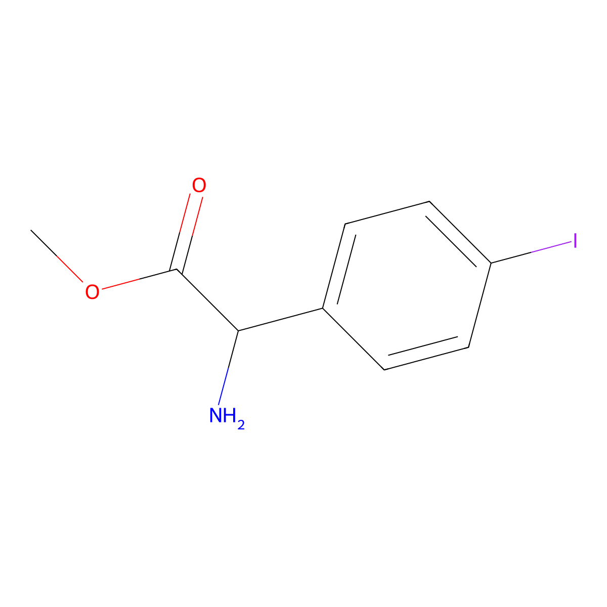 Methyl 2-amino-2-(4-iodophenyl)acetate molecular structure, CAS 1862362-33-1