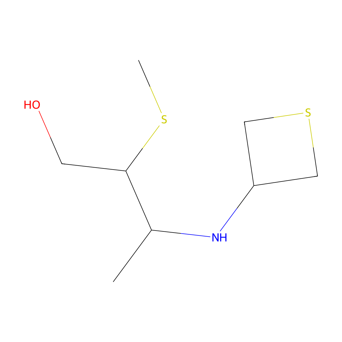 2-(Methylthio)-3-(thietan-3-ylamino)butan-1-ol molecular structure, CAS 1862372-30-2