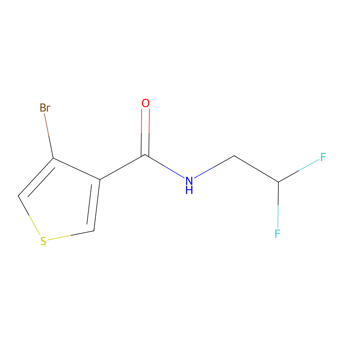 4-Bromo-N-(2,2-difluoroethyl)thiophene-3-carboxamide molecular structure, CAS 1862429-79-5