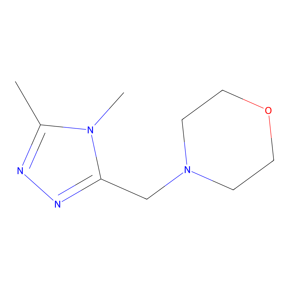 4-[(4,5-dimethyl-4H-1,2,4-triazol-3-yl)methyl]morpholine molecular structure, CAS 1862434-15-8