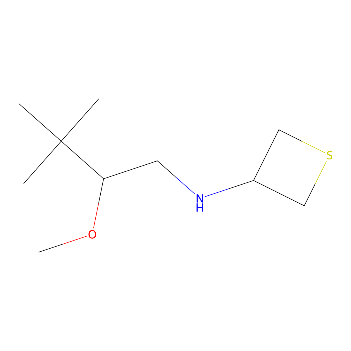 N-(2-Methoxy-3,3-dimethylbutyl)thietan-3-amine molecular structure, CAS 1862435-68-4