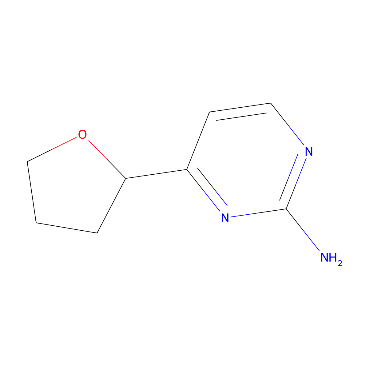 4-(Oxolan-2-yl)pyrimidin-2-amine molecular structure, CAS 1862460-20-5
