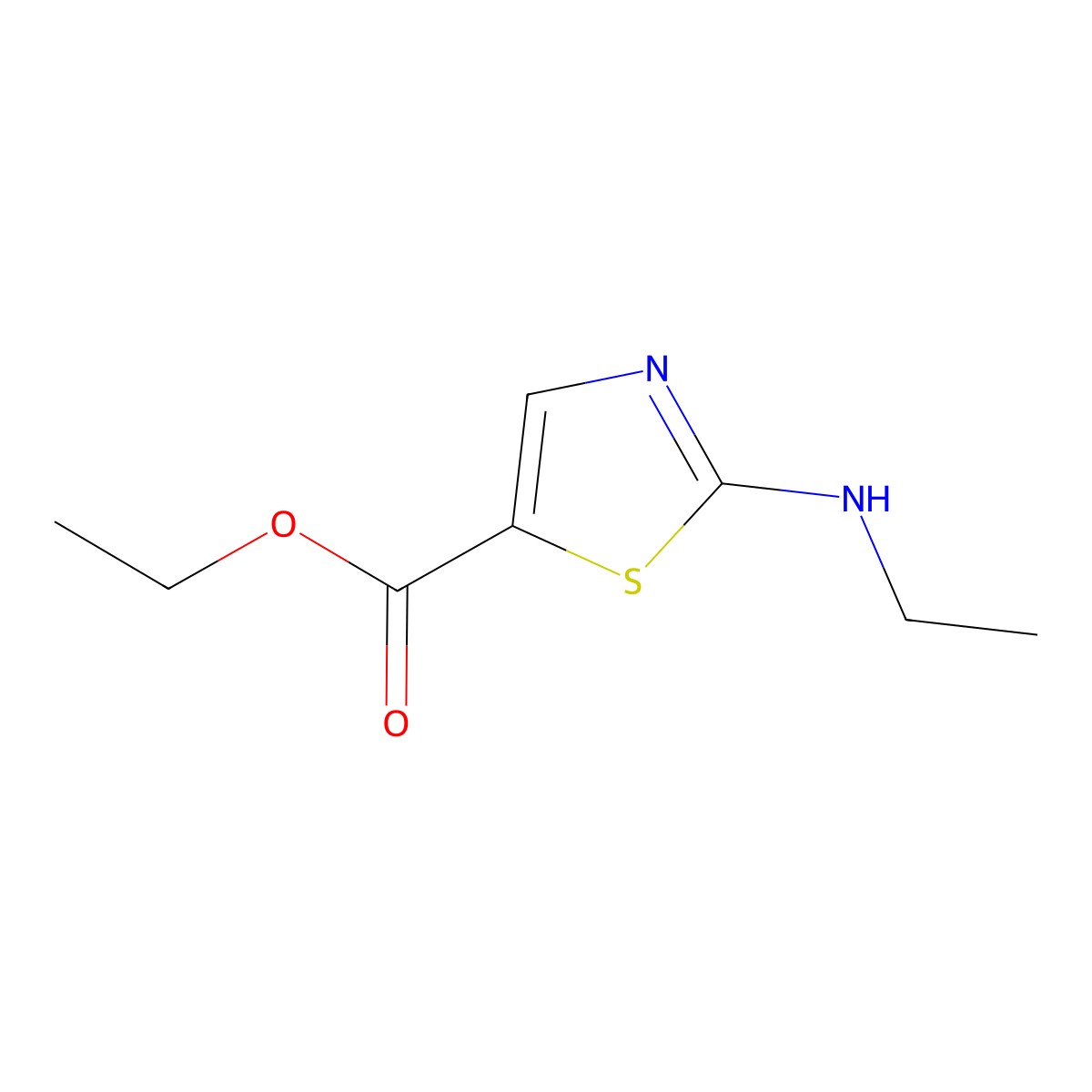 Ethyl 2-(ethylamino)-1,3-thiazole-5-carboxylate molecular structure, CAS 1862482-28-7