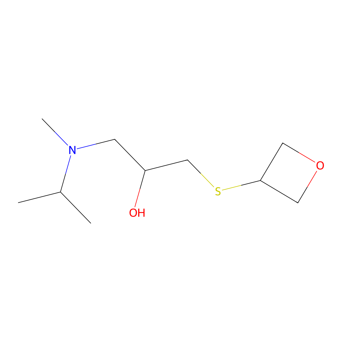 1-[Methyl(propan-2-yl)amino]-3-(oxetan-3-ylsulfanyl)propan-2-ol molecular structure, CAS 1862485-38-8