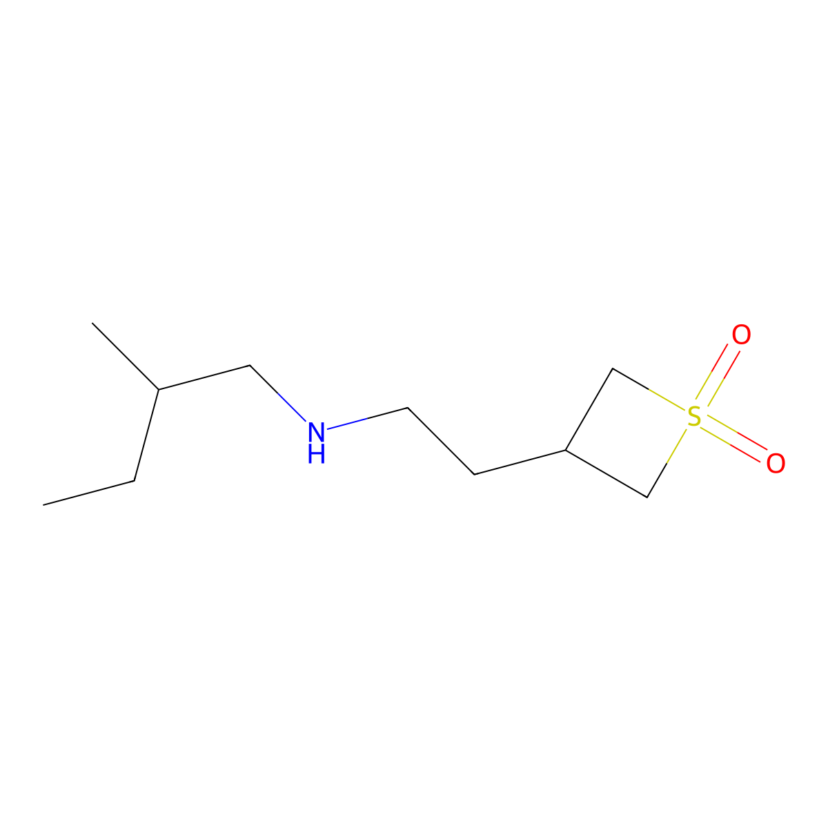 3-(2-((2-Methylbutyl)amino)ethyl)thietane 1,1-dioxide molecular structure, CAS 1862491-82-4