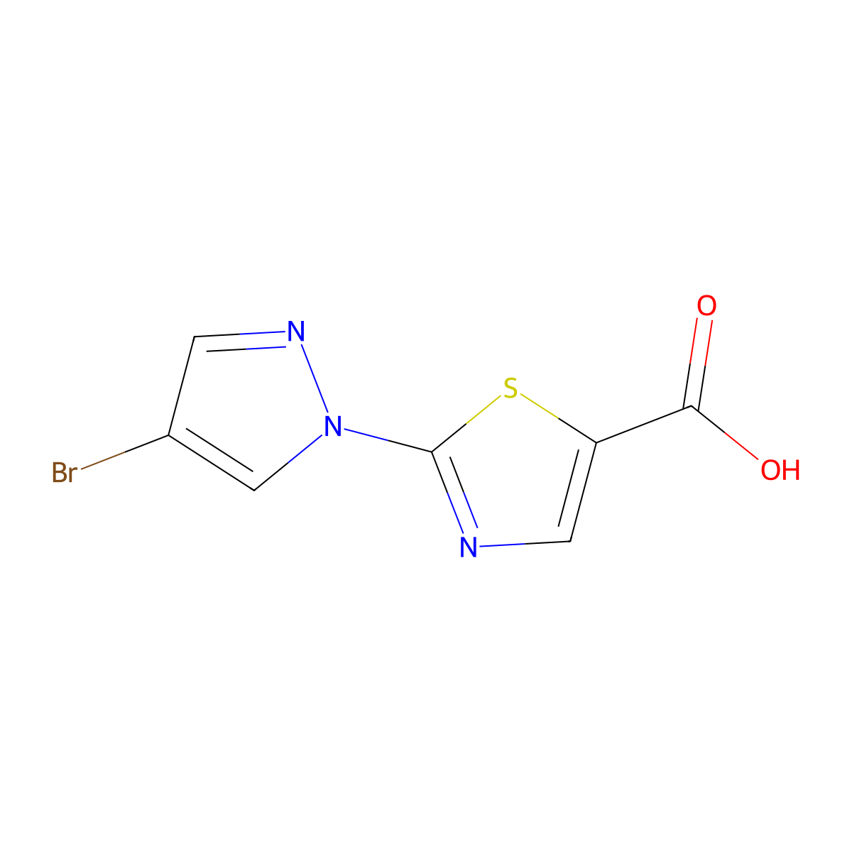 2-(4-bromo-1H-pyrazol-1-yl)-1,3-thiazole-5-carboxylic acid molecular structure, CAS 1862516-92-4