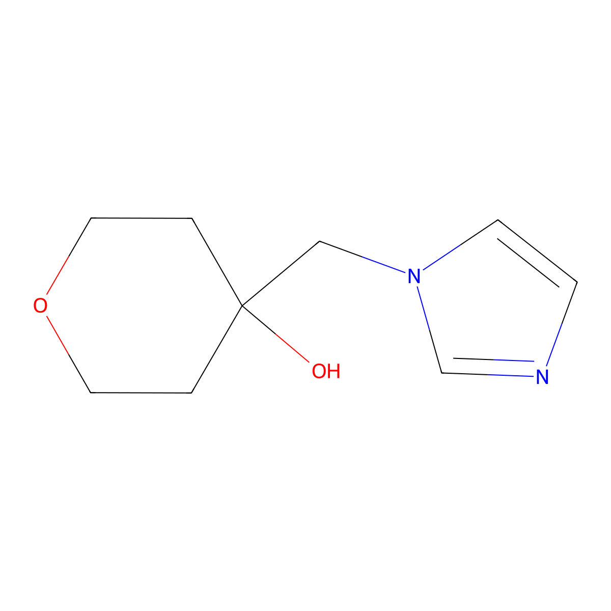 4-[(1H-imidazol-1-yl)methyl]oxan-4-ol molecular structure, CAS 1862527-94-3