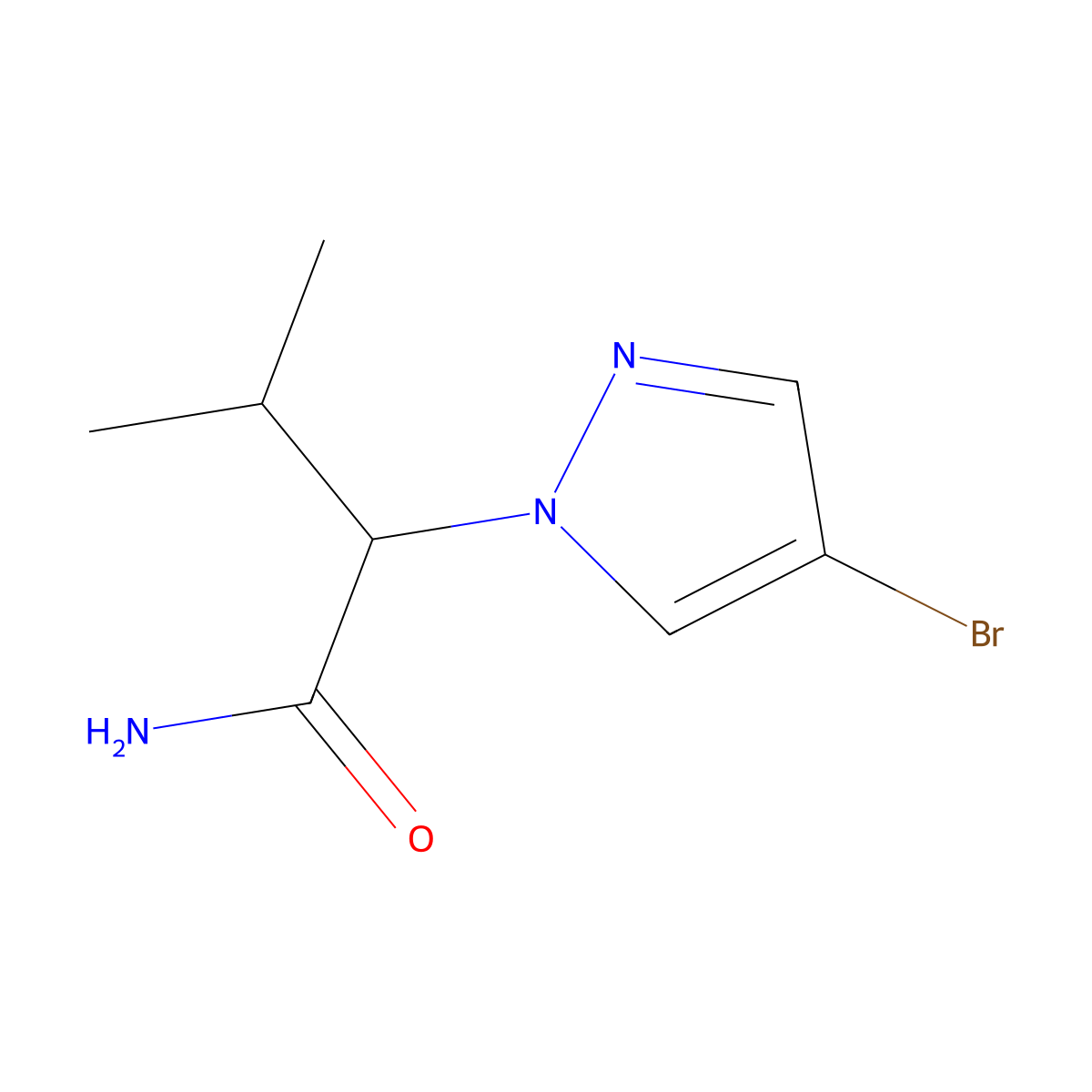2-(4-bromo-1H-pyrazol-1-yl)-3-methylbutanamide molecular structure, CAS 1862528-06-0