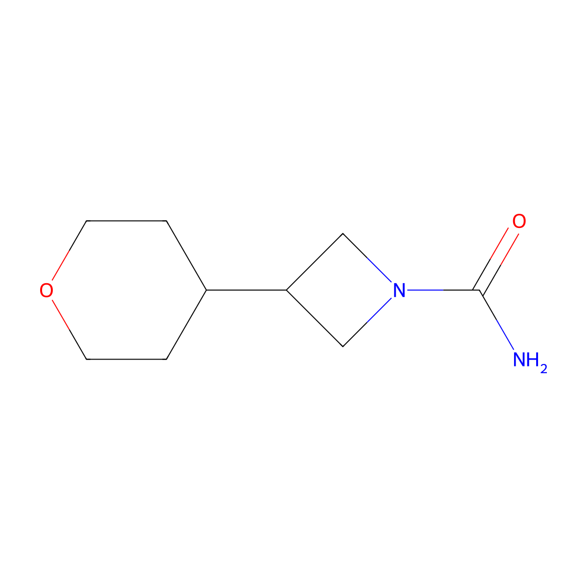 3-(Oxan-4-yl)azetidine-1-carboxamide molecular structure, CAS 1862541-64-7