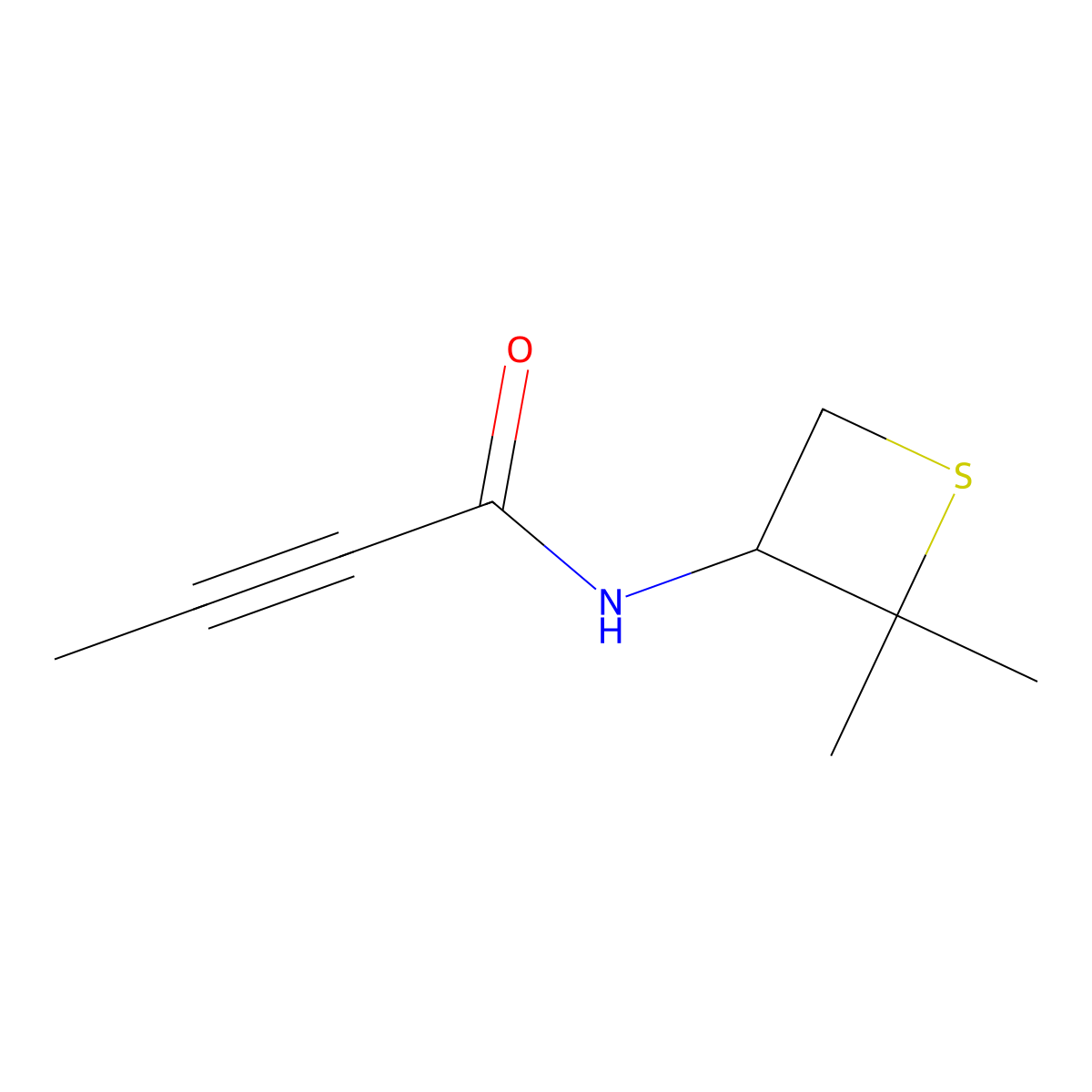 N-(2,2-Dimethylthietan-3-yl)but-2-ynamide molecular structure, CAS 1862543-99-4