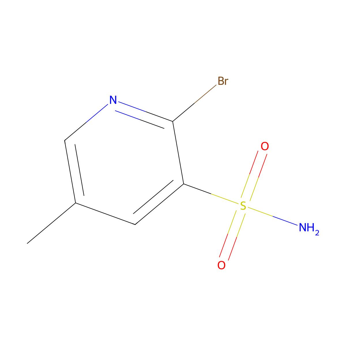 2-Bromo-5-methylpyridine-3-sulfonamide molecular structure, CAS 1862549-86-7