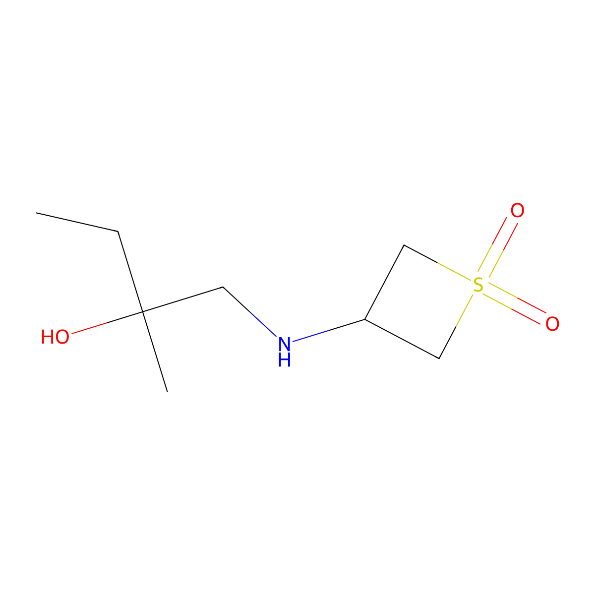 3-((2-Hydroxy-2-methylbutyl)amino)thietane 1,1-dioxide molecular structure, CAS 1862561-55-4