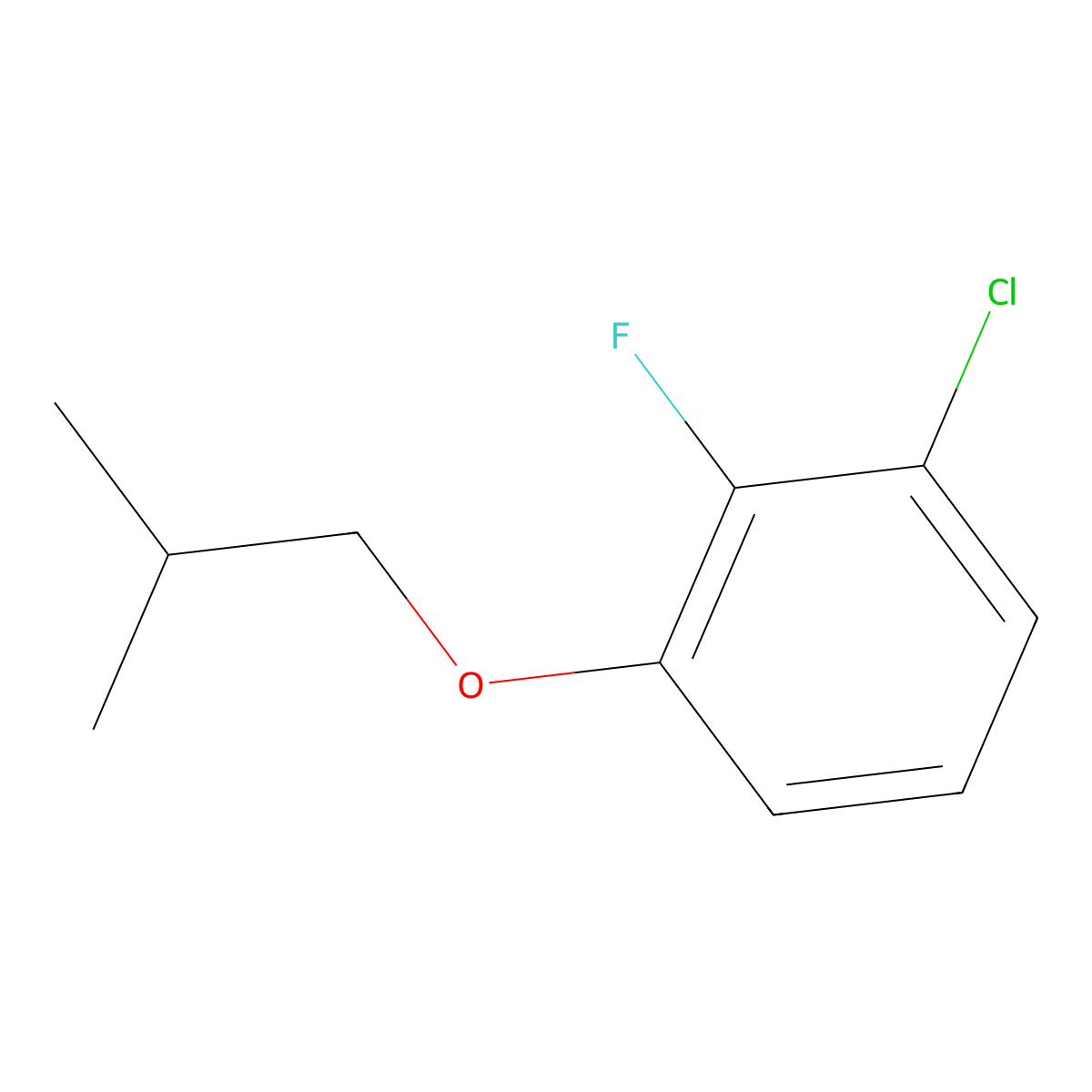 1-Chloro-2-fluoro-3-(2-methylpropoxy)benzene molecular structure, CAS 1862569-96-7