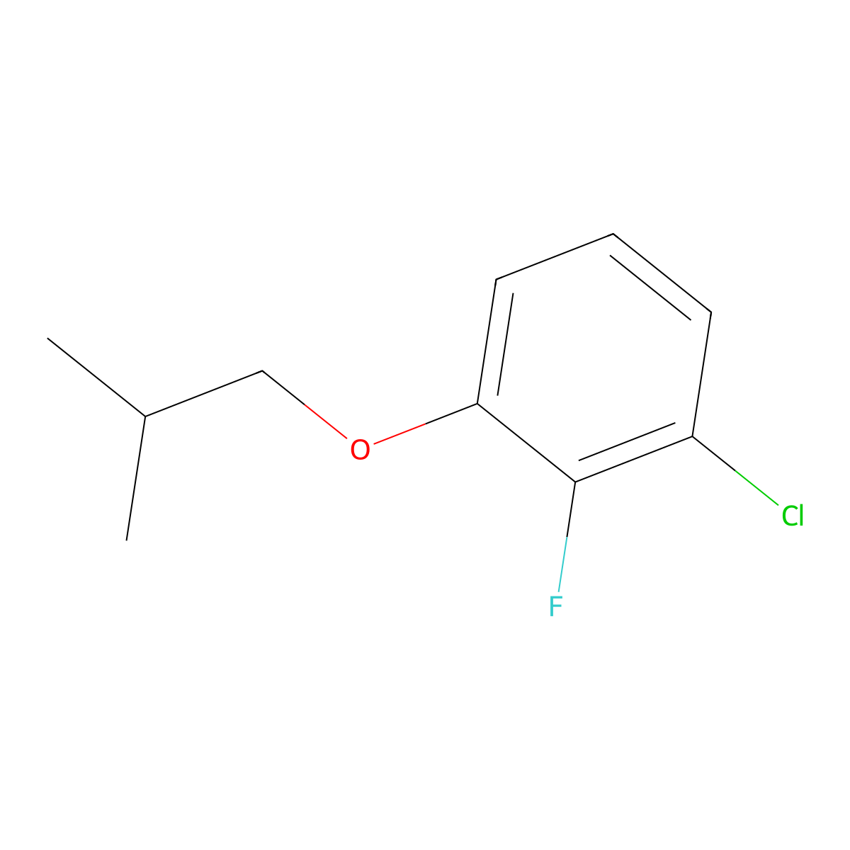 1-Chloro-2-fluoro-3-(2-methylpropoxy)benzene molecular structure, CAS 1862569-96-7