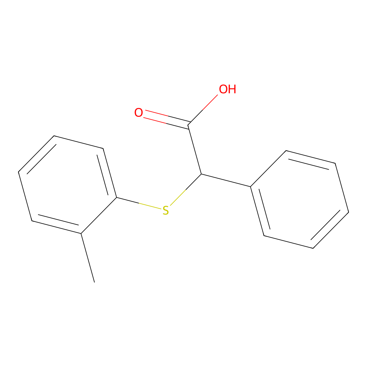 2-[(2-Methylphenyl)sulfanyl]-2-phenylacetic acid molecular structure, CAS 18626-45-4
