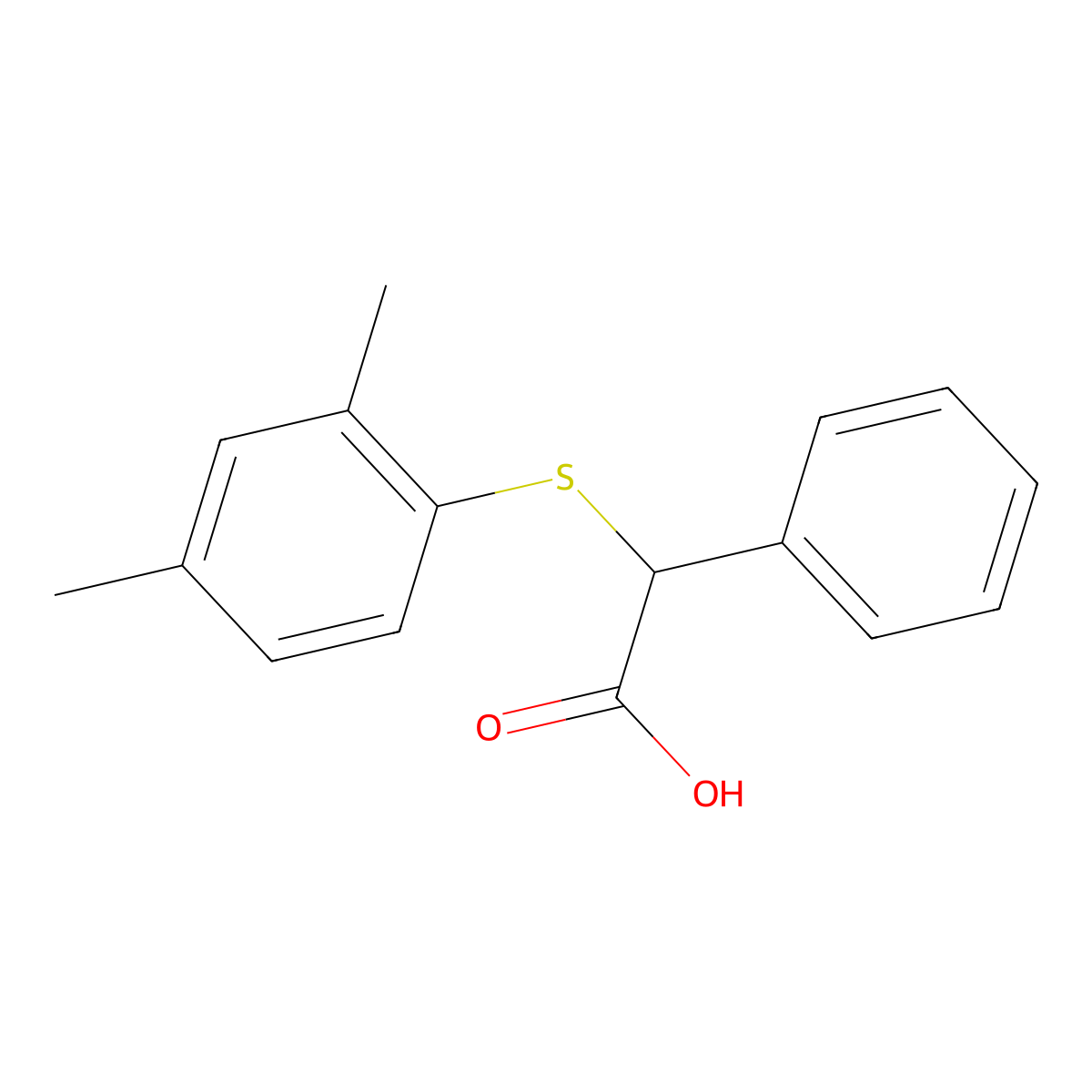 2-[(2,4-Dimethylphenyl)sulfanyl]-2-phenylacetic acid molecular structure, CAS 18626-51-2