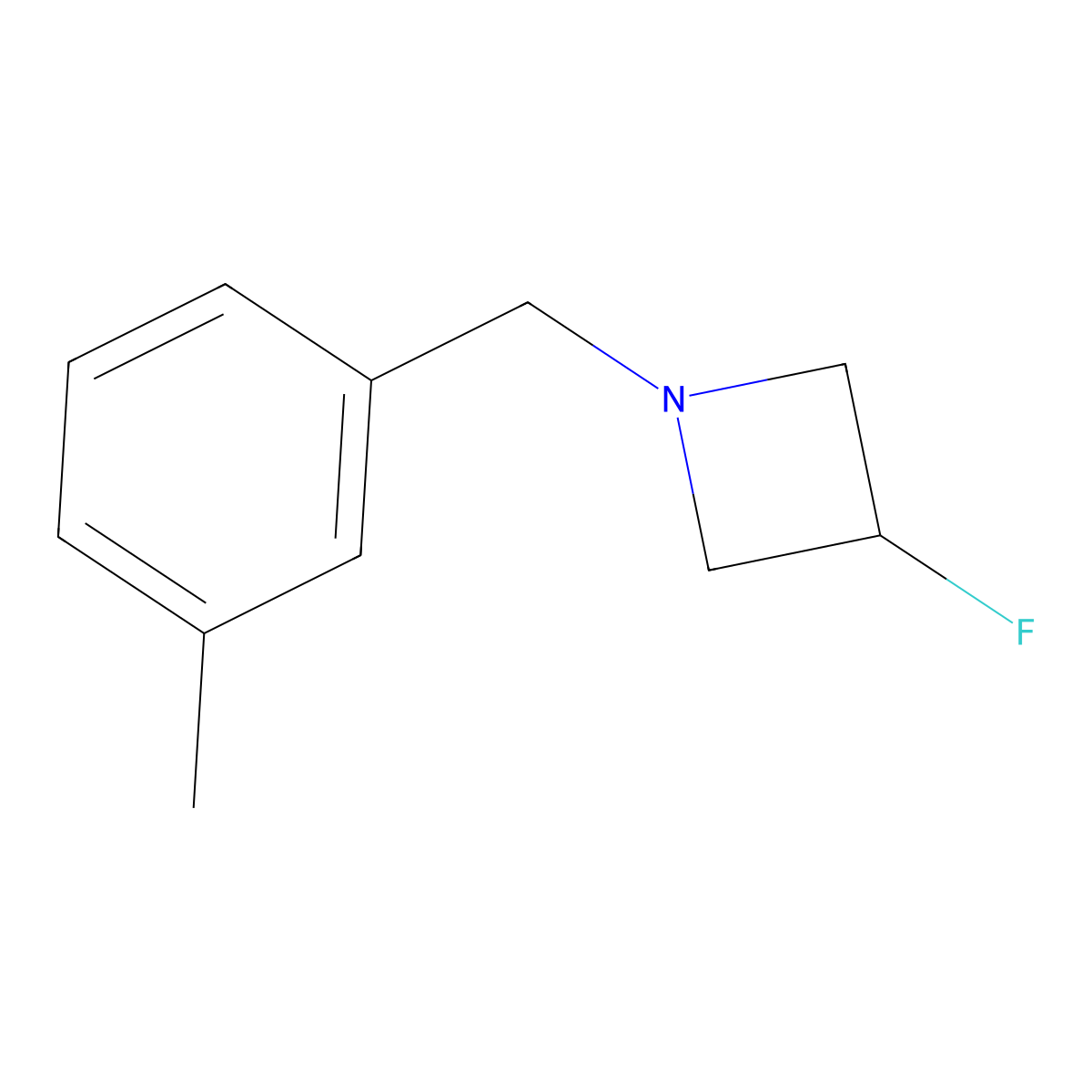 3-Fluoro-1-[(3-methylphenyl)methyl]azetidine molecular structure, CAS 1862601-17-9