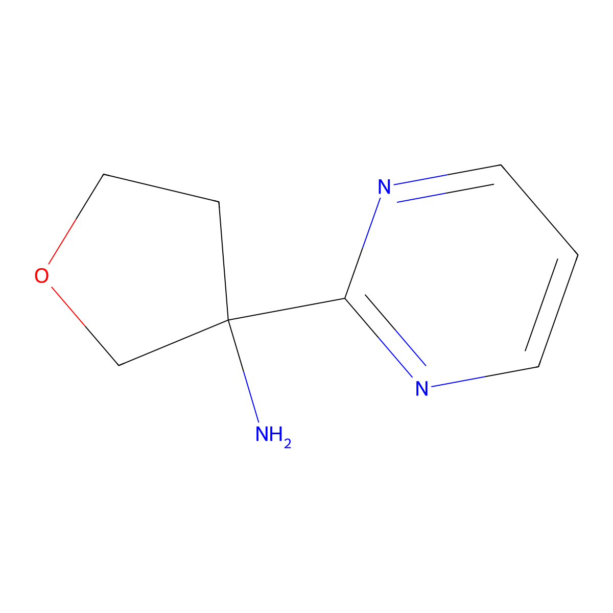 3-(Pyrimidin-2-yl)oxolan-3-amine molecular structure, CAS 1862606-64-1