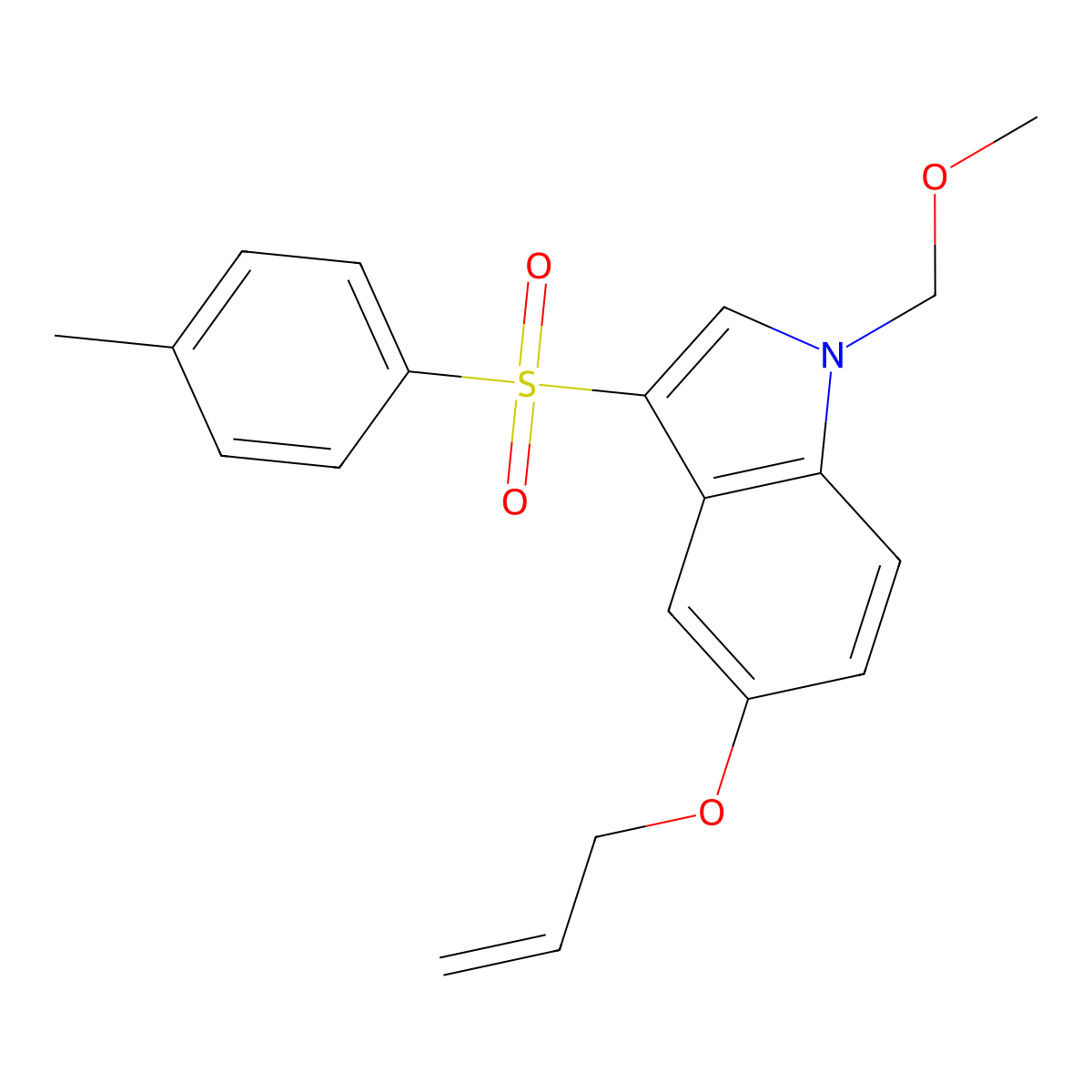 1-(methoxymethyl)-3-(4-methylbenzenesulfonyl)-5-(prop-2-en-1-yloxy)-1H-indole molecular structure, CAS 186263-45-6