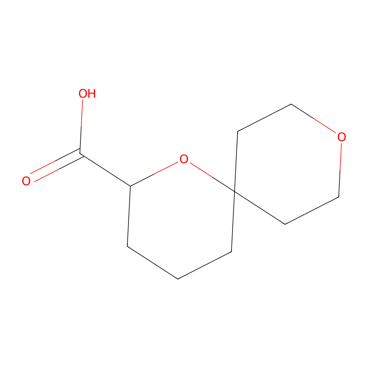 1,9-Dioxaspiro[5.5]undecane-2-carboxylic acid molecular structure, CAS 1862642-53-2