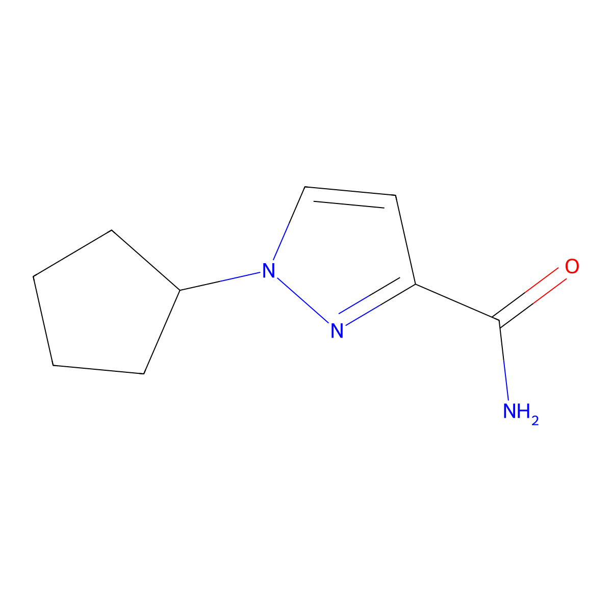 1-Cyclopentyl-1H-pyrazole-3-carboxamide molecular structure, CAS 1862694-17-4