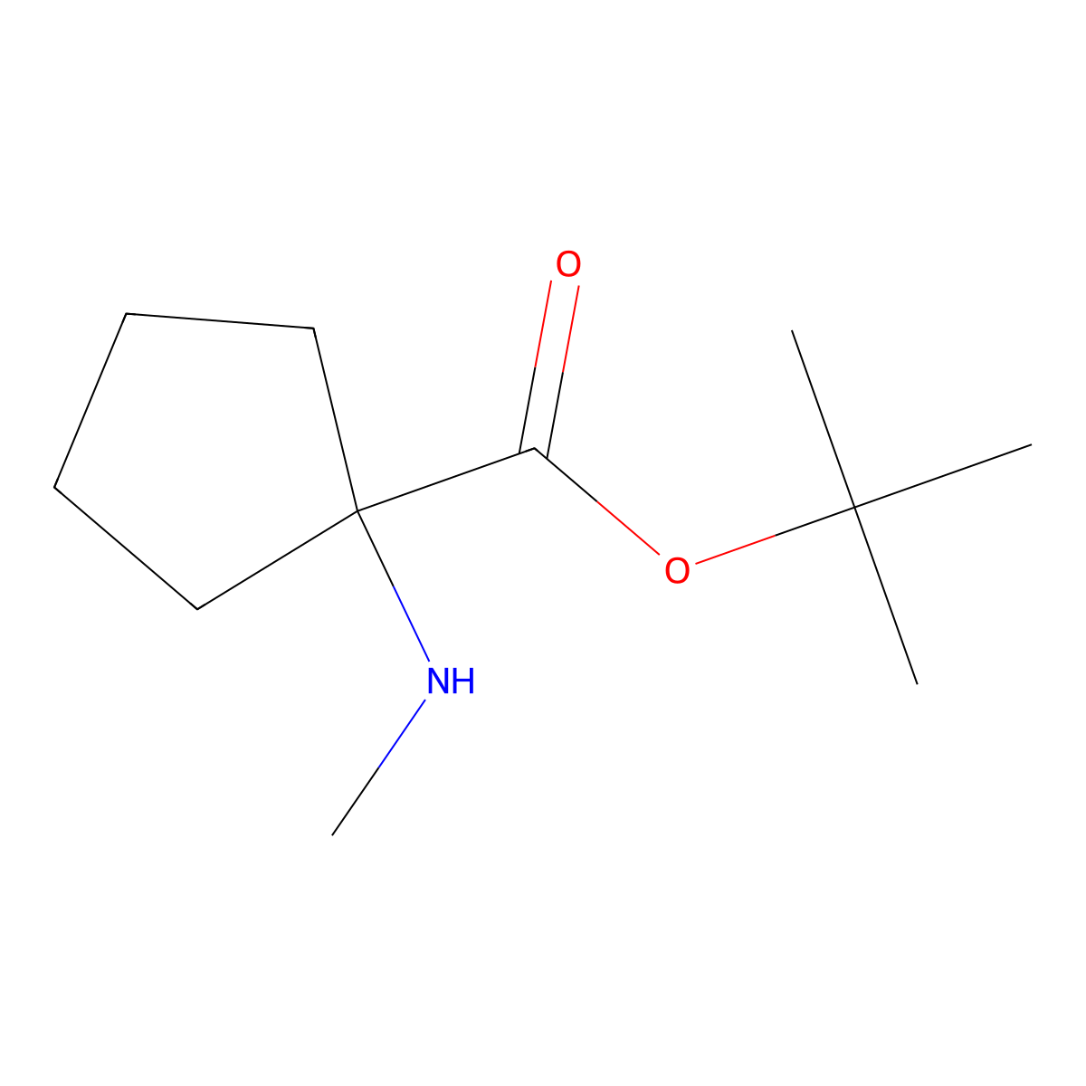 Tert-butyl 1-(methylamino)cyclopentane-1-carboxylate molecular structure, CAS 1862696-92-1