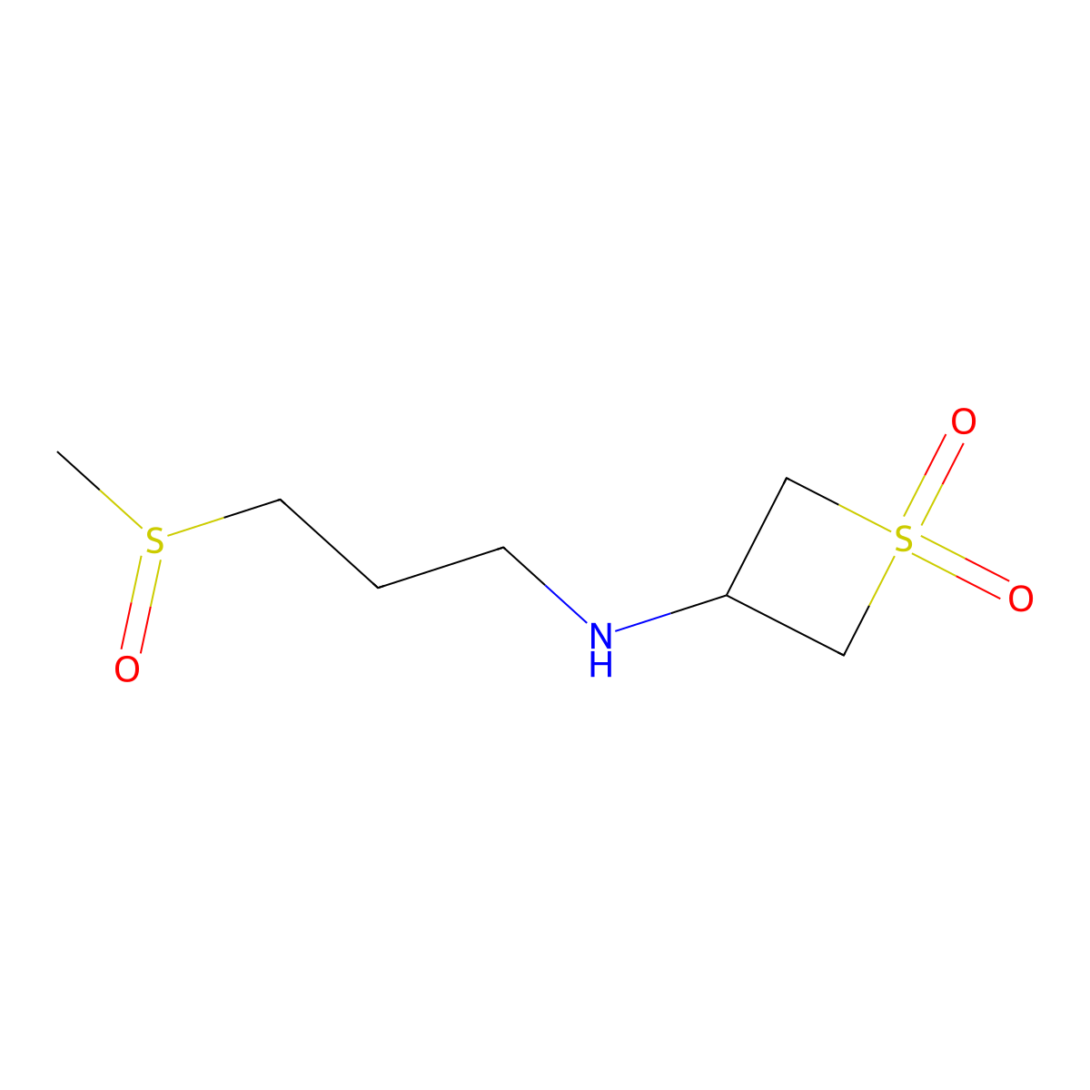 3-((3-(Methylsulfinyl)propyl)amino)thietane 1,1-dioxide molecular structure, CAS 1862703-67-0