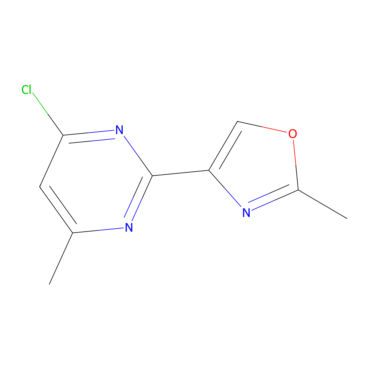 4-Chloro-6-methyl-2-(2-methyl-1,3-oxazol-4-yl)pyrimidine molecular structure, CAS 1862710-82-4