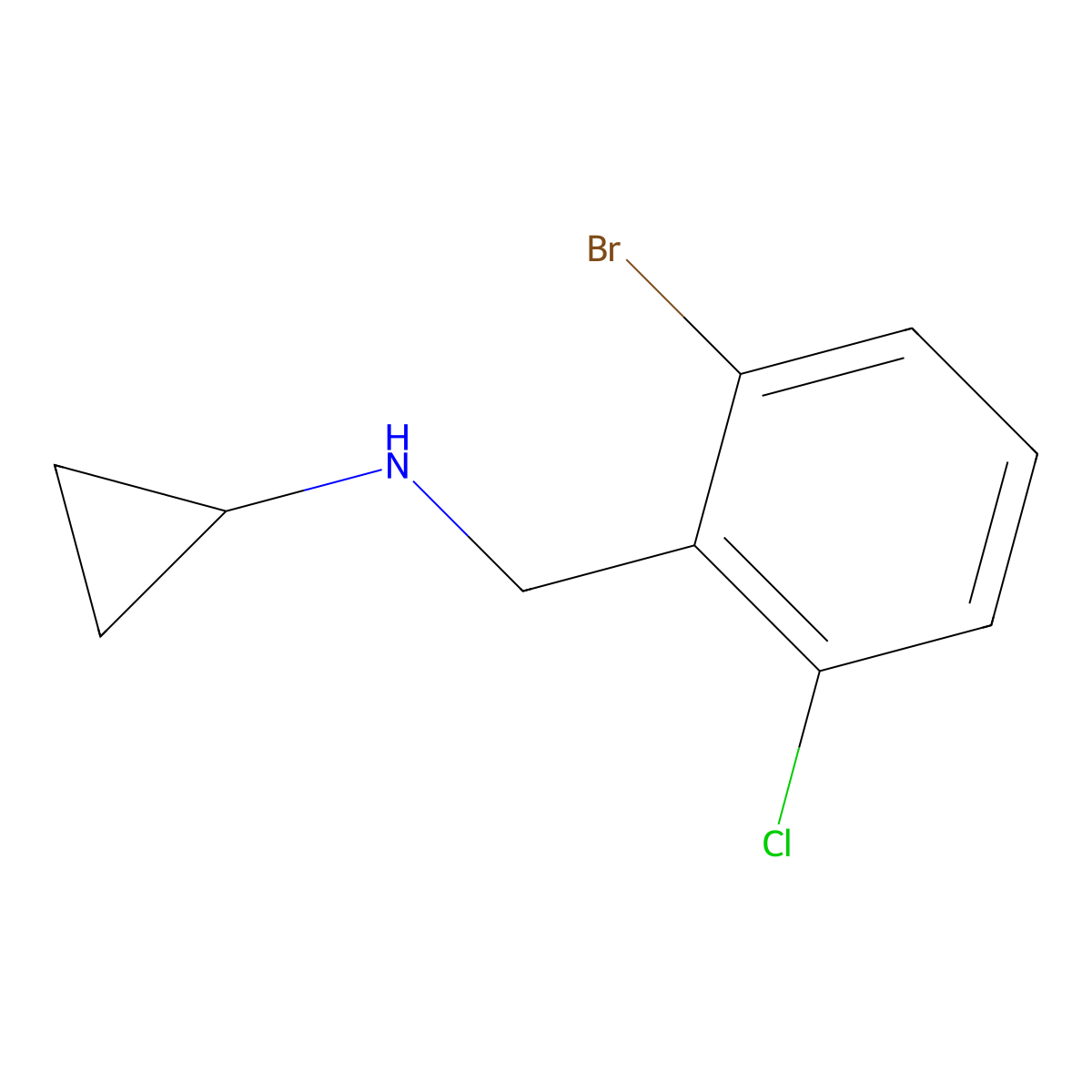 N-[(2-bromo-6-chlorophenyl)methyl]cyclopropanamine molecular structure, CAS 1862736-22-8