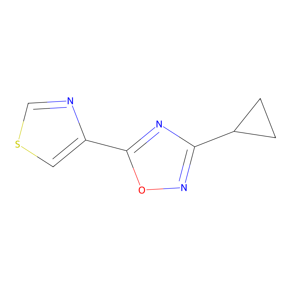 3-Cyclopropyl-5-(1,3-thiazol-4-yl)-1,2,4-oxadiazole molecular structure, CAS 1862737-28-7