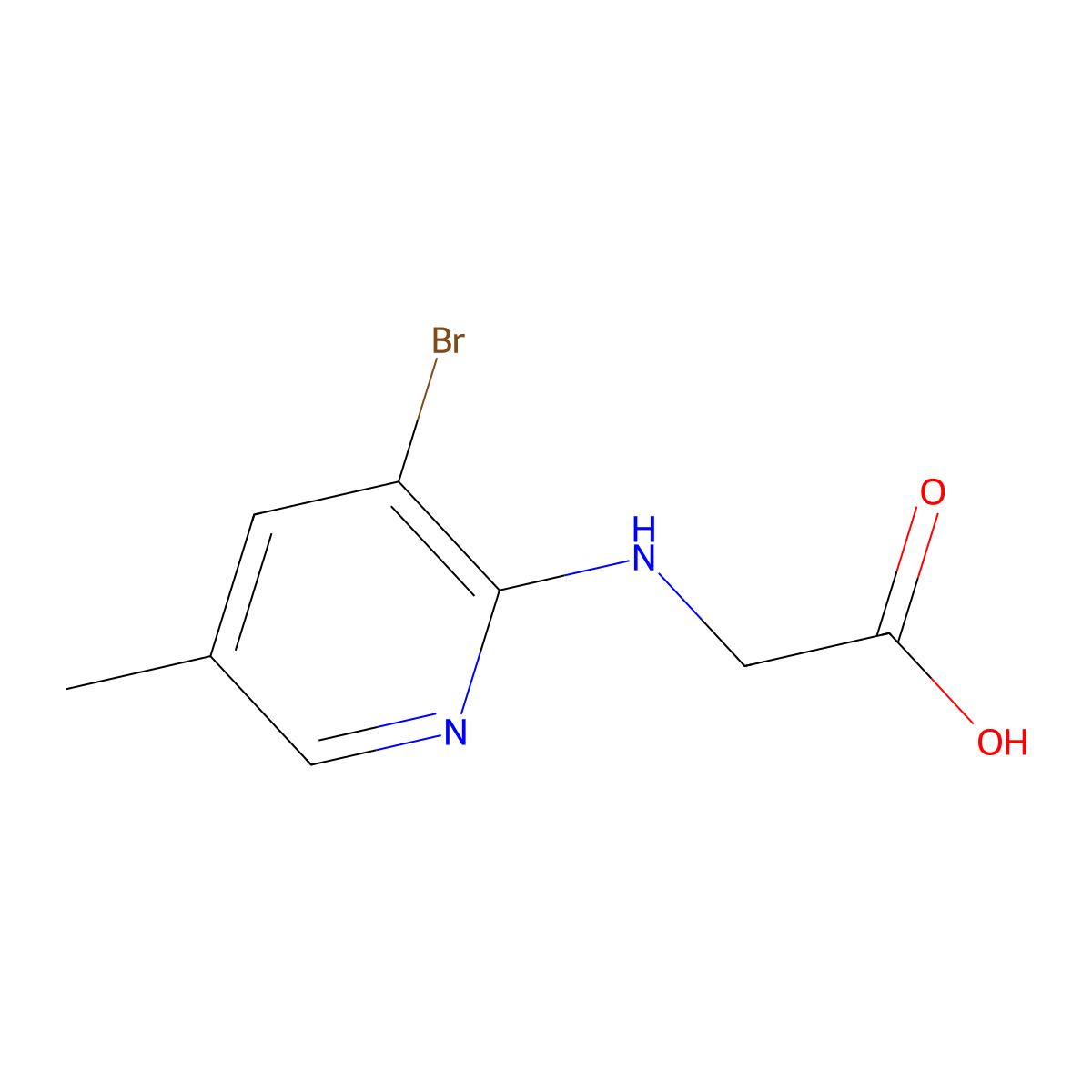 2-[(3-Bromo-5-methylpyridin-2-yl)amino]acetic acid molecular structure, CAS 1862739-60-3