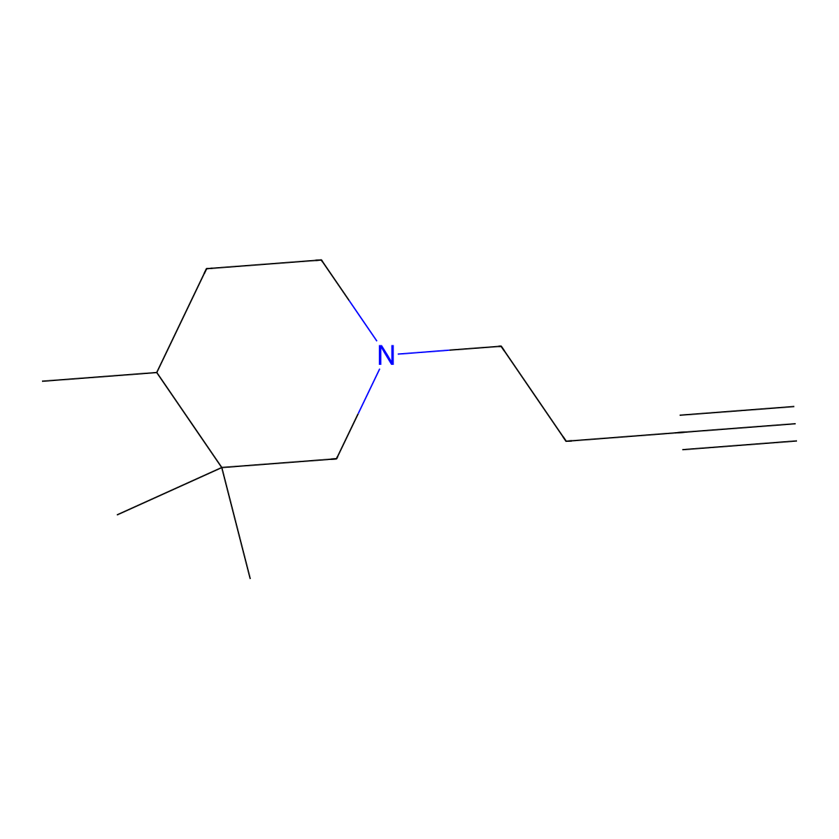 1-(But-3-yn-1-yl)-3,3,4-trimethylpiperidine molecular structure, CAS 1862747-76-9