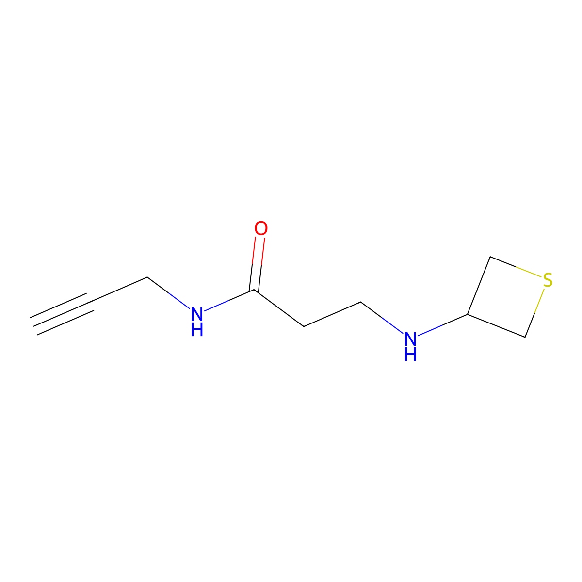 N-(Prop-2-yn-1-yl)-3-(thietan-3-ylamino)propanamide molecular structure, CAS 1862752-03-1